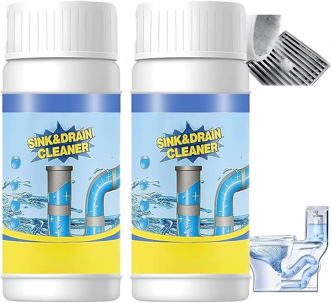110g Powerful Sink and Drain Cleaner Powder, Pipeline Dredging Agent Powder Drain Cleaner, Multi-functional Fast-Acting Pipe Dredging Agent for Kitchen and Toilet Pipeline Unblocker (2pc)