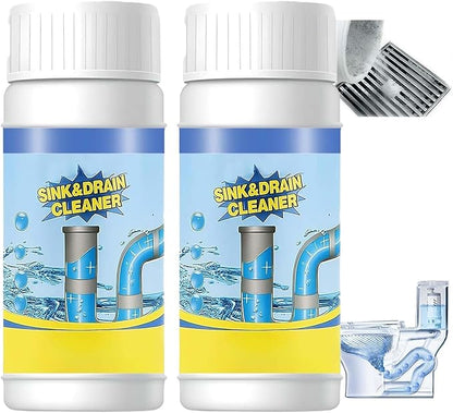 110g Powerful Sink and Drain Cleaner Powder, Pipeline Dredging Agent Powder Drain Cleaner, Multi-functional Fast-Acting Pipe Dredging Agent for Kitchen and Toilet Pipeline Unblocker (2pc)