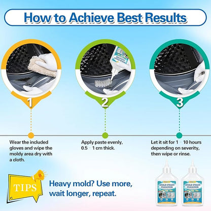 Mold Stain Home Remover Gel,16.9 Fl Oz Heavy-Duty Household Cleaner for Washing Machine Gasket,Grout Caulk, Bathroom,Bathtub,Refrigerator Strips,Front Load Washer Gasket, Grout Cleaner,Toilet gap