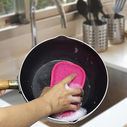 Kitchen Dish Sponge Scrubber Non Scratch, Dishcloth No Odor Reusable Washable Multipurpose Scrub Pads Sponges Heavy Duty for Dawn Dish Soap Cleaning of Sink Pans