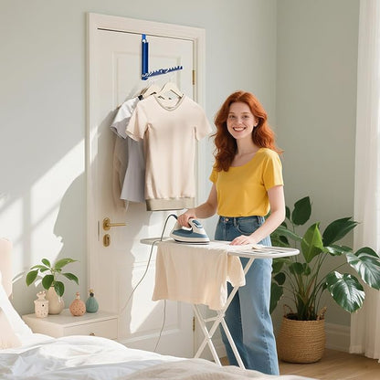 BAKON Over The Door Hangers, Over Door Hooks for Hanging, Small Space Dual Folding Portable Over Door Clothes Hanger for Clothes, Hats, Bags and Towels. (1, Blue)