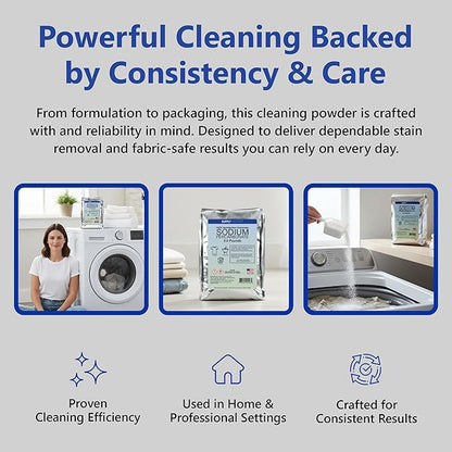 Sodium Percarbonate Powder 5 lbs – Non-Chlorine Oxygen Bleach Alternative & Stain Remover – Multi-Purpose Cleaner for Laundry, Carpets, Tile, Decks, Kitchens & Outdoor Surfaces
