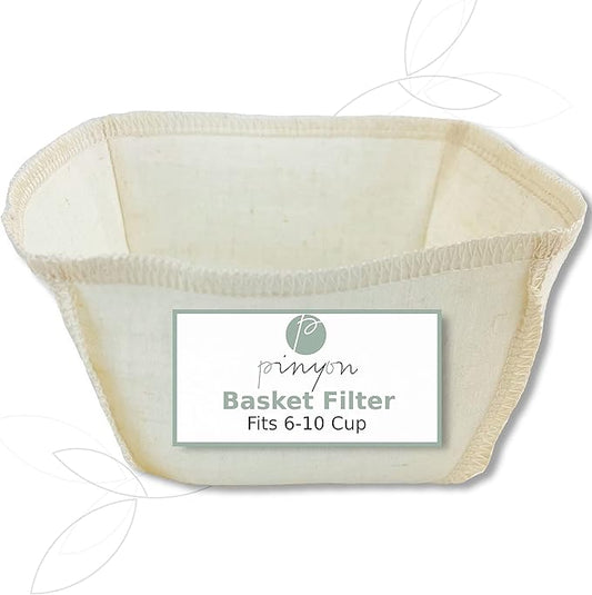 Cloth Reusable Basket Coffee Filter (Size #4) - Made in Canada of Hemp and Organic Cotton - Zero Waste, Eco-Friendly, Natural Filter fits most Automatic Coffee Makers