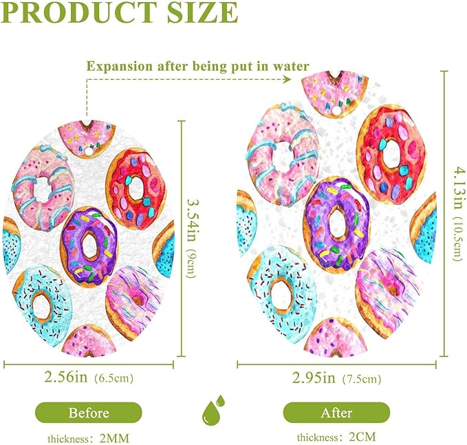 Donuts Kitchen Scrub Sponges, Pop-up Kitchen Cleaning Sponges Reusable Dish Washing Sponges for Bathroom Household Cleaning 3 Pack - Non Scratch Scrubber