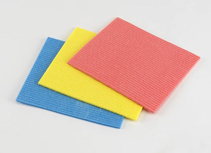 Casabella Cellulose Sponge Cloths Set of 3 All-Purpose Reusable Cleaning Wipes, 8 x 7-Inch, Assorted Colors