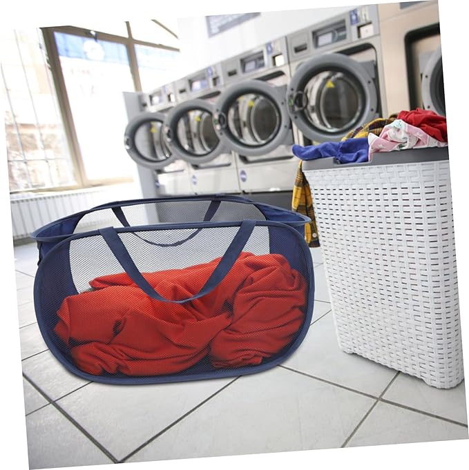 Hemobllo Foldable Mesh Laundry Basket with Handles Large Wire Laundry Hamper for Bedroom Bathroom Nursery Organizer Bin for Dirty Clothes Storage