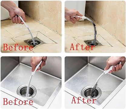 LeosHi Pipe Dredging Brush Bathroom Hair Sewer Sink Cleaning Brush Drain Cleaner Flexible Cleaner Clog Plug Hole Remover Tool (Size : 51cm Orange)