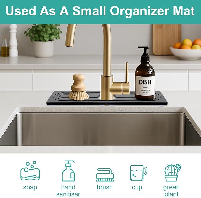 Small Quick Drying Stone Sink Protectors for Kitchen Sink Water Absorbing Diatomite Faucet Mat Stone Drying Mat for Bathroom Counter Kitchen Decor And Accessories Sponge Holder