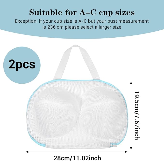2 Pack Bra Washing Bags For Laundry Mesh Wash Bag For Delicates Zipper Large Bra Laundry Bags For Washing Machine Lingerie Bag For Washings Delicates Home College Dorm