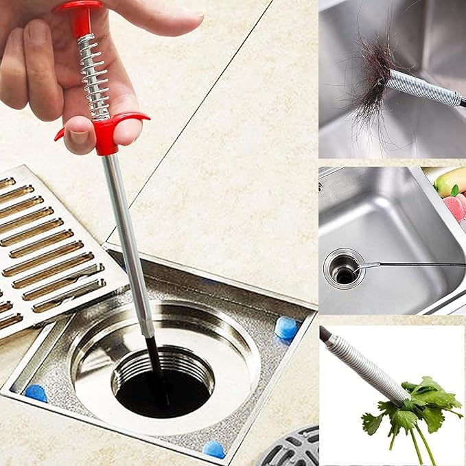 76 Inch Drain Snake with 4 Claws, Flexible Hair Drain Clog Remover Tool, Plumbing Snake Drain Auger for Sink, Shower, Toilet, Bathtub, Drain Grabber Tool for Pipe Unclogging