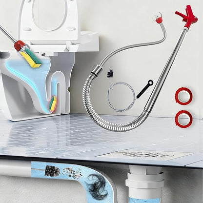 Toilet Auger/Drain Clog Remover Tool Kit-1PCS Toilet Snake Grabber,2PCS Drain Snake Hair Remover＆1PCS AC Drain Line Cleaner Tool for Blocking and Cleaning Toilets, Kitchen Sinks, Bath Tubs and Sewers