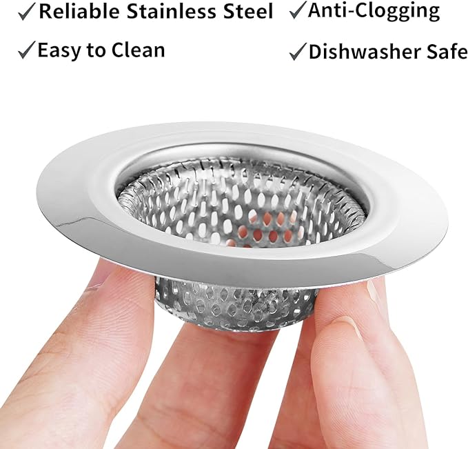 Ohtomber 2PCS Bathtub Drain Strainer - 2.79 inch Bathtub Floor Shower Hair Drain Catcher Cover, Stainless Steel Bathroom Sink Strainer Filter Basket for Bathroom Sink, Wash Basin