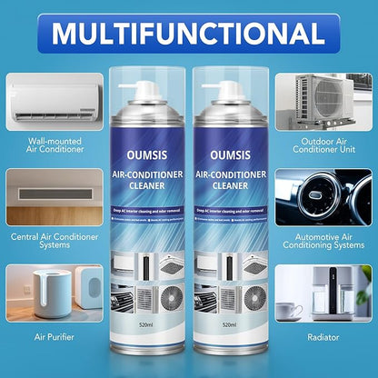 Air Conditioner Cleaner, Professional Cleaner Foam Spray, Foaming Coil Cleaners for AC Unit, Heating, Refrigerator, Multifunctional Cleaner Spray Bottle Breaks Down Dirt, Dust and Grease 2 Pack