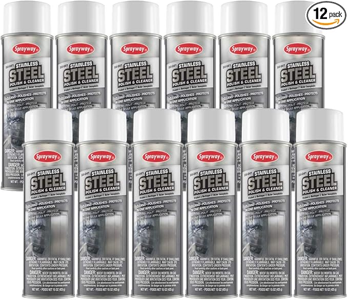 Sprayway SW831-12PK Stainless Steel Polish and Cleaner, 15 oz, Pack of 12