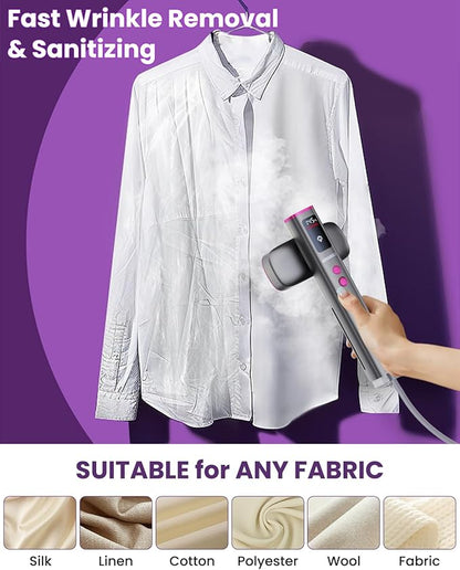 Travel Garment Steamer for Clothes: 100V-220V Portable Hand Held 2 In 1 Steam Iron, 20s Smart Fast Heat Up Handheld Clothing Steamer, 4 Modes with LED Display, Travel Size, for Global Voltage