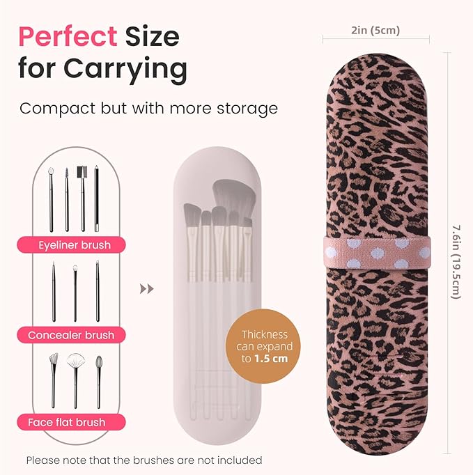 Travel Makeup Brush Holder, Silicon Trendy and Portable Cosmetic Face Brushes Holder, Make Up Organizer Bag Case, Cosmetic pouch,Toiletry Organizer (Pink Cat's Eye)