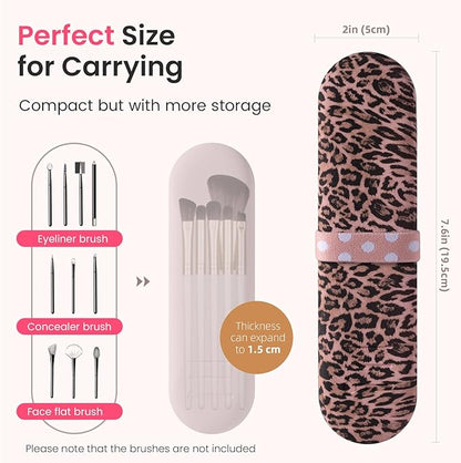Travel Makeup Brush Holder, Silicon Trendy and Portable Cosmetic Face Brushes Holder, Make Up Organizer Bag Case, Cosmetic pouch,Toiletry Organizer (Pink Cat's Eye)