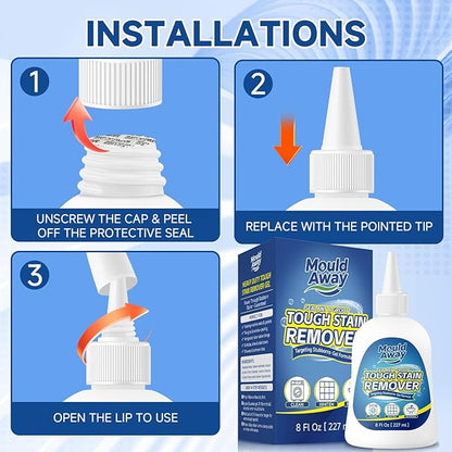 Tough Stain Remover Gel - Washing Machine Cleaner for Front Load Washer Seals, Bathroom Showers & Tile Grouts, Thick No-Drip Formula, Non-Toxic, 8 fl oz (Pack of 1)