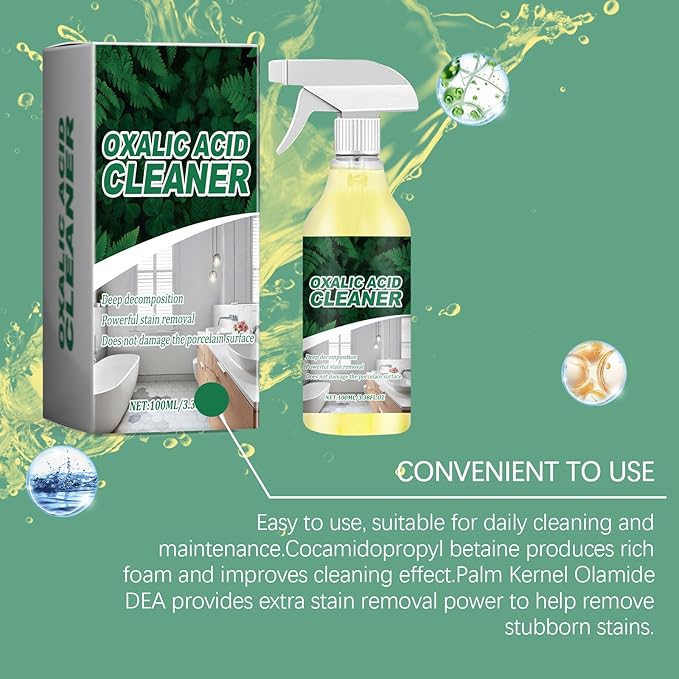 Oxalic Acid Cleaner Spray, Powerful Stain Removal for Toilet Bathroom, and Kitchen Floor Countertop, Multi-purpose(3.38 fl oz) (1)