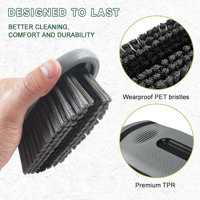 Carpet and Upholstery Cleaning Brush, Stiff Bristle Carpet Detailing Scrubber Brush, Multi-Functional Car Detailing Scrub Brushes, Cleaning Brushes for Car and Home Couch Floor Mats (Gray)