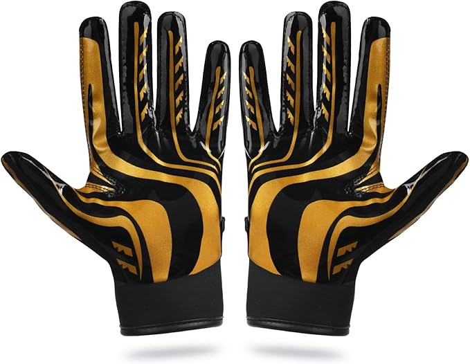 Youth Football Gloves Kids Silicone Grip Receiver Gloves with Super Stick Ability for Best Game Experience