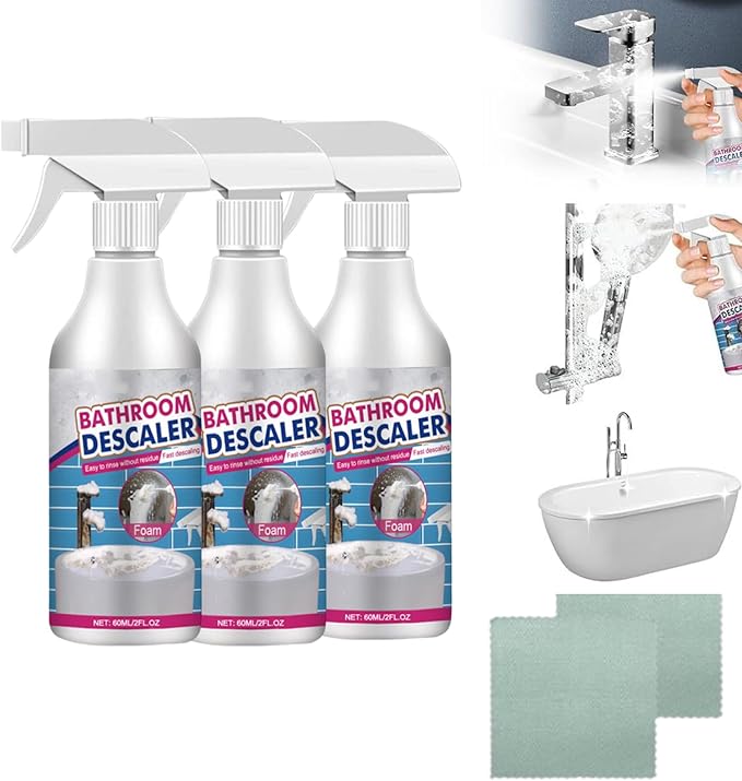 Stubborn Stains Cleaner,Bathroom Descaler Foam Cleaner, All-Purpose Bathroom Descaler Foam Spray,Stubborn Stains Cleaners For Bathtub,Toilet,Glass,Faucet (3)