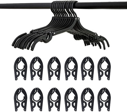 12 Pcs Black Travel Hangers - Portable Folding Clothes Hangers Travel Accessories Foldable Clothes Drying Rack