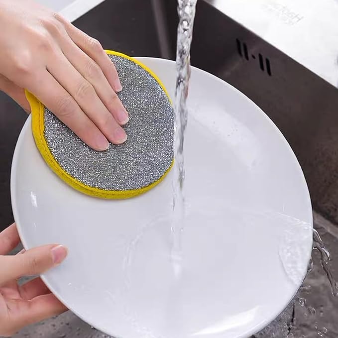 Kitchen Double-Sided Dishwashing Sponge Scrubber for Pots and Pans Cleaning Cloth Household Dishcloth Scouring Pad Pink 10 pcs Yellow 10 pcs