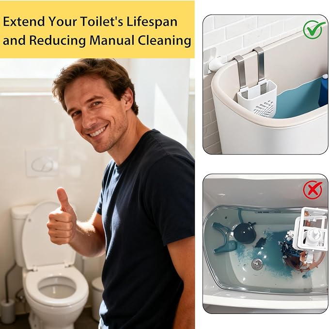 Toilet Tank Tablet Holder, Versatile Toilet Bowl Hanging Cleaner and Deodorizer Hanger, Prevents Flapper Jams & Residue, Extends Life of Drop-in Cleaner Tablets -1PCS