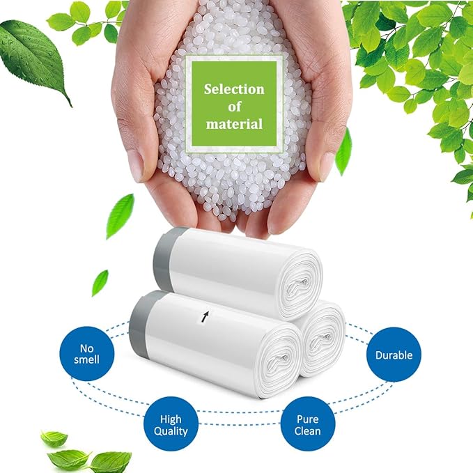 2 Gallon Small 220 Counts Strong Drawstring Trash Bags Garbage Bags by Teivio, Bathroom Trash Can Bin Liners, Plastic Bags for home office kitchen, White