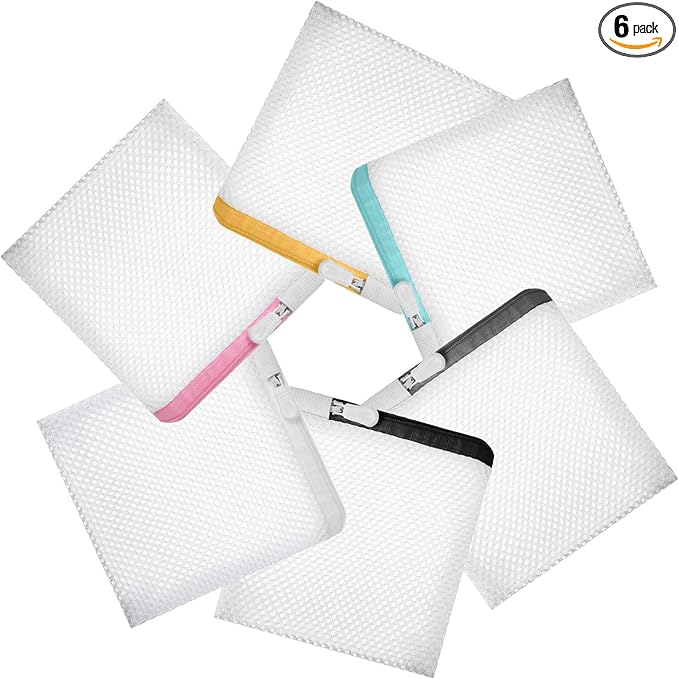 6 Pcs Small Mesh Laundry Bag for Delicates Lingerie Laundry Bag Sock Washing Bags for Laundries Foldable Mesh Laundries Bags Small for Travel Home Mini Washing Machine Use Colorful 5.51×4.72 Inch