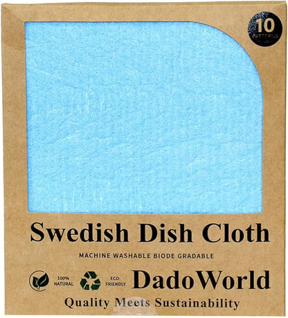 Swedish Dishcloths – 10 Pack Super Absorbent Eco-Friendly Cleaning Cloths | Reusable Biodegradable Kitchen Towels for Dishes, Counters & Household Use