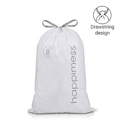 happimess 5.3 Gallon (20L) Drawstring Trash Bags, Unscented, Clear, Heavy Duty LDPE Liners for Kitchen and Household, Custom Fit, 80 Count (4 Packs of 20 Liners) HPM3000B-C-4SET