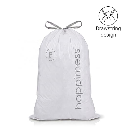 happimess 5.3 Gallon (20L) Drawstring Trash Bags, Unscented, Clear, Heavy Duty LDPE Liners for Kitchen and Household, Custom Fit 120 Count (6 Packs of 20 Liners) HPM3000B-C-6SET