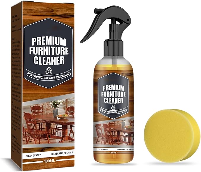 Furniture Cleaner with Avocado Oil, Sun Protection, Pleasantly Scented, 100ml Spray Bottle with Sponge