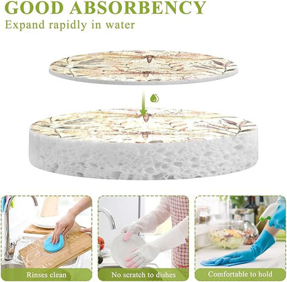Dragonfly Kitchen Scrub Sponges, Pop-up Kitchen Cleaning Sponges Reusable Dish Washing Sponges for Bathroom Household Cleaning 3 Pack - Non Scratch Scrubber