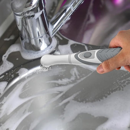 Electric Cleaning Brush with 4 in 1 Multiple Brush Heads, Indoor Household Cordless Motorized Brush for Bathroom Toilet Kitchen Tile Crevice(Grey)