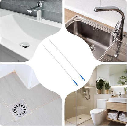 2pcs Sink Drain Cleaner Brush, 23.62 Inches Snake Cleaning Flexible Drain Brush, Long Pipe Drains Clog Remover Hair Cleaning Tool for Toilet, Kitchen Sink, Bathroom Tub, Shower, and Sewer