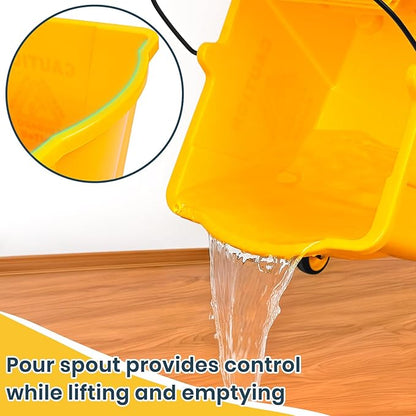 35 Quart Commercial Mop Bucket with Side Press Wringer on Wheels and 1 Industrial Mop for Floor Cleaning, Use at Home Business Area, Janitorial Supplies, Rectangular
