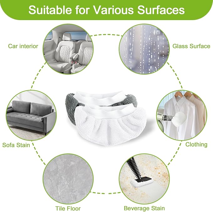 CEYAZYE 20 Pack Microfiber Cloths for Handheld Steam Cleaner, Universal Steam Mop Pads Replacement, Steams Shot Accessories Reusable Washable, Compatible with Most of Handheld Models