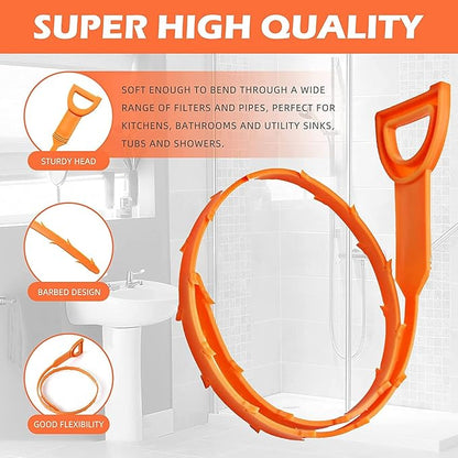 5 Pack 25inch Drain clog remover, Snake Drain Cleaner Hair Clog Remover tool, Shower kitchen sinks and bathtubs, sink snake, hair toilets sewer pipe cleaning tools.