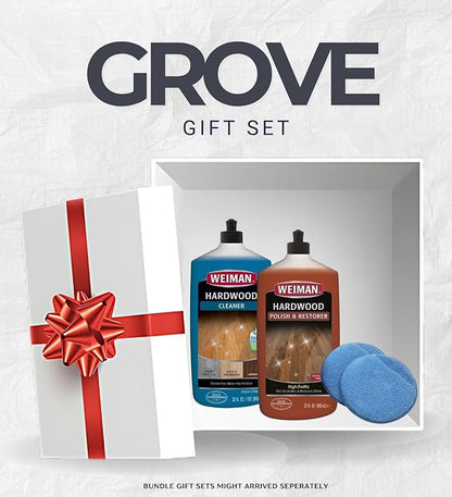 Weiman High Traffic High Gloss Hardwood Floor Polish & Restorer 32 oz, Citrus Scent Cleaner 32 oz Bundle with Microfiber Applicator Pads – Protects, Cleans & Shines – Gift Set (3 Items)