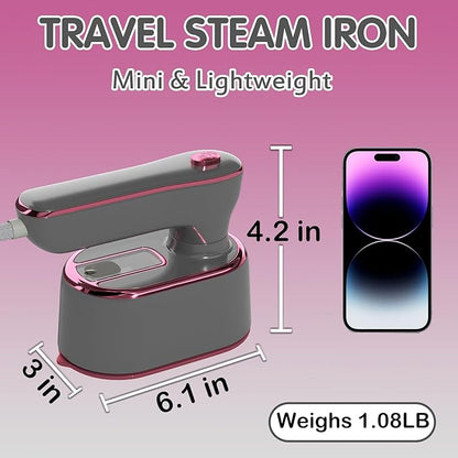 Travel Steamer Iron for Clothes Mini - Portable Ironing Machine Travel Small Size Portable Steamer Travel College Dorm Home Essentials (LightGrey)