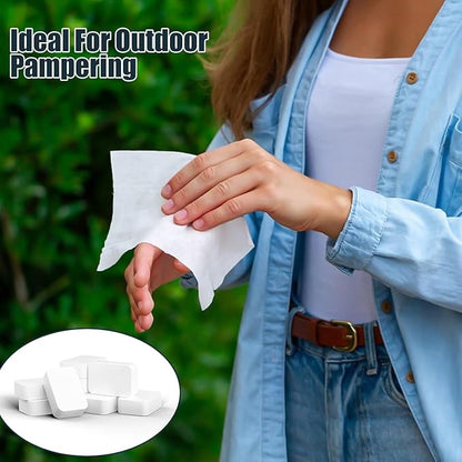 Compressed Towel Tablets Large Ultra Soft Disposable Face Towel Individually Wrapped 12x9 Inch Portable Washcloths for Makeup Removal Beauty Salon Gym Camping Travel Outdoor Sports(50 Pcs Blue)