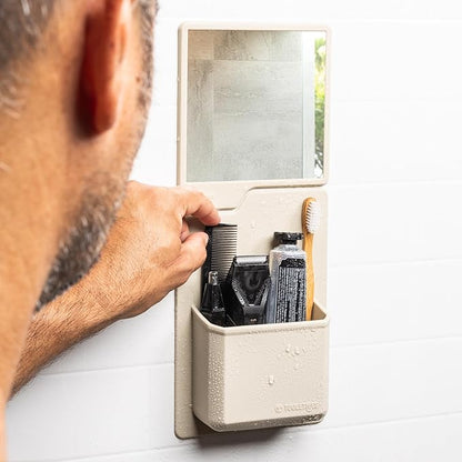 TOOLETRIES The James Organizer - Silicone Toiletry Holder, Shower & Bathroom Accessory - Features Silicone-Grip Technology, Removable & Reusable - Sand