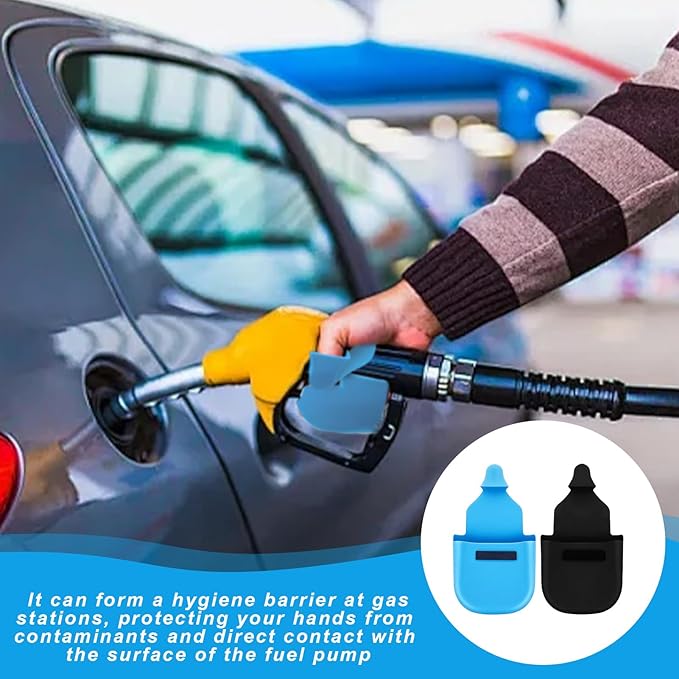 2 Pcs Gas Pump Glove,Gas Gloves For Gasoline,Safe Silicone,Pump Pal For Gas,Fuel Gloves,Protect Hands From Filthy,Reusable Glove Magnetic Durable And Universal（Black&blue）