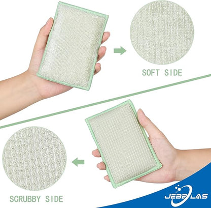 JEBBLAS 8Pack Bamboo Natural Kitchen Sponges Dish Sponge Cleaning Sponge Heavy Duty Scrub Sponge for Cleaning Kitchen and Household Pink