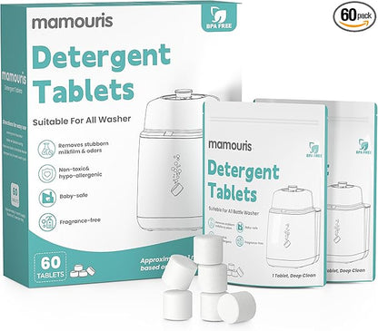60PCS Official Detergent Cleaning Tablets: for Baby Brezza Grownsy Papablic Momfann Bottle Washer - Baby Bottle Washer Tablets for All Brands Bottles Washers Machines