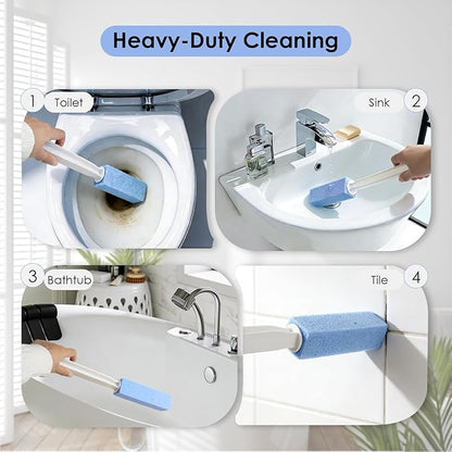 Toilet Cleaner Brush, Silicone Toilet Brush+Pumice Stone for Toilet Cleaning, with Non-Slip Long Handle, Wall Mounted/Floor Standing, Toilet Brush Set for Bathroom RVs