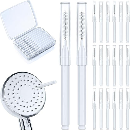 Shower Head Cleaning Brush for Small Hole,Multifunctional Shower Head Cleaner Tool Anti-Clogging Nozzle with Storage Boxes, Showerhead Cleaning Brushes Picks for Household Bathroom, White